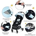 COSTWAY Ein-Knopf-Klappbarer Kinderwagen, Leichter Kinderbuggy mit Verstellbarer Rückenlehne & Fußstütze & Sonnenverdeck, Liegewagen mit Sicherheitsgurt & Bremsrädern für Baby von 0-36 Monaten (Blau)