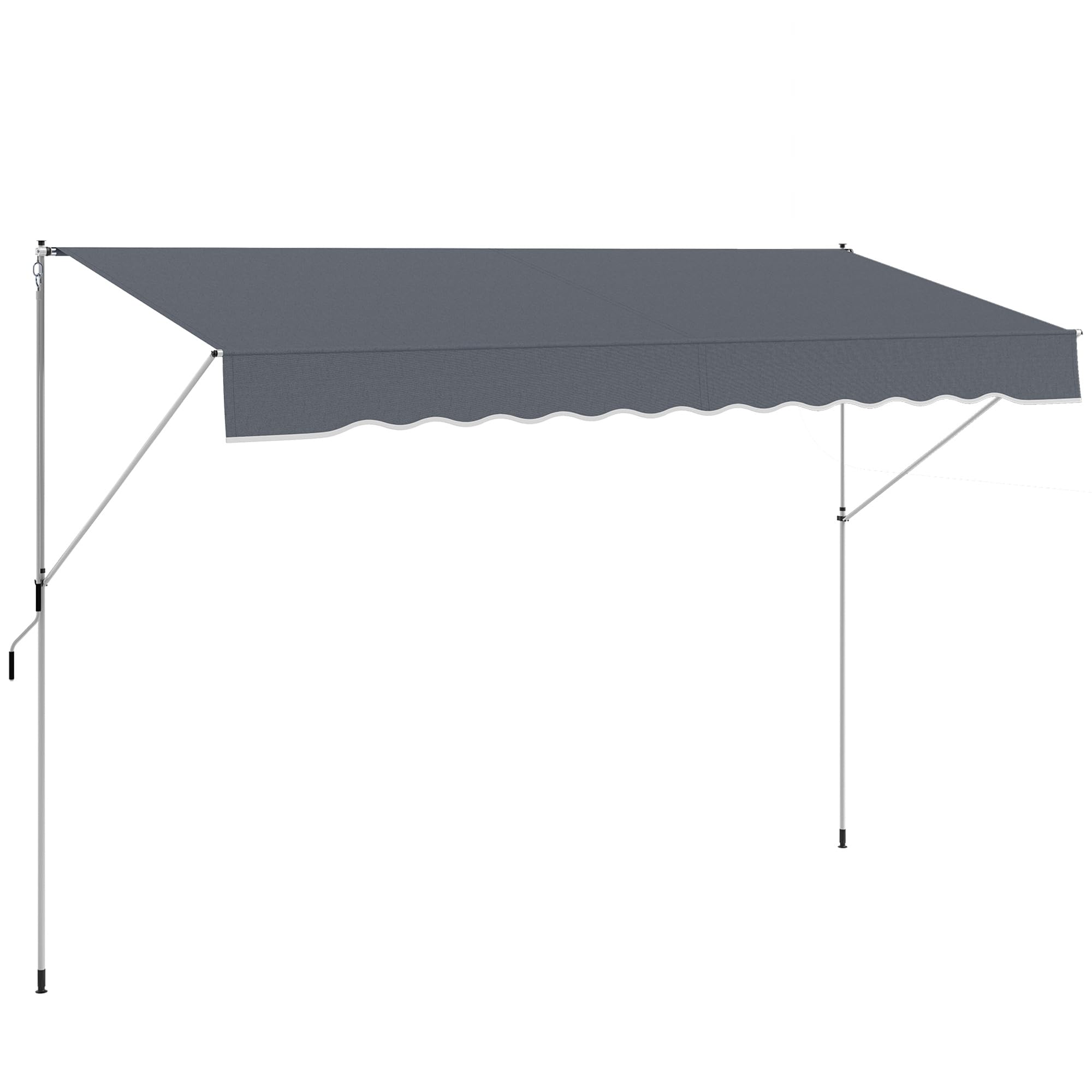 Outsunny Tenda da Sole Esterno 4x1.2m Braccio Avvolgibile Inclinazione Regolabile 0-90° Alluminio Grigio Scuro