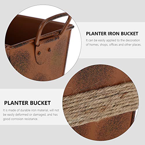 Vaguelly Vintage Bloemvaas Rechthoekige Sjofele Gedroogde Bloemvaas Met Dubbele Handgreep Decoratieve Melkkruik Bloememmer Rustieke Blik Voor Thuis Boerderij 22 Cm Hoog - Afbeelding 6