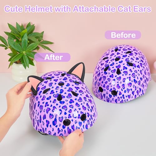 Image of Kids Bike Helmet for Girls 3-5 /5-8 /8-14, Adjustable Helmet with DIY Cat Ears, Cute Toddler Youth Helmets for Skateboard Scooter Cycling Roller Skating