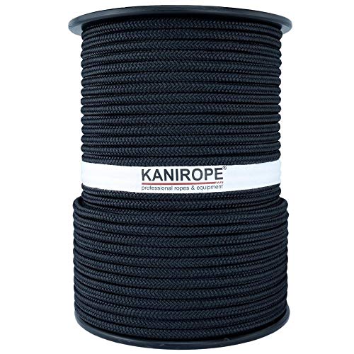 Kanirope® Polyesterseil Seil Polyester POLYBRAID 8mm 100m Schwarz 16-fach geflochten Cover