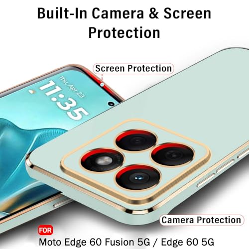 Image of TheGiftKart Luxurious Golden-Plated Back Cover Case for Motorola Moto Edge 60 Fusion 5G / Edge 60 5G | Raised Lips for Camera & Screen Protection | Shockproof Design | Stylish Back Cover (TPU, Green)