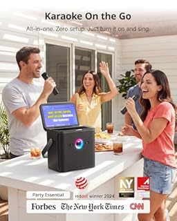 Ikarao Karaoke Machine for Adults, with Lyrics Display Screen, 32GB Karaoke Tablet, 2 Wireless Microphones, Karaoke Speaker with Autotune EQ, Connect TV, Portable Karaoke System for Home Outdoor Party