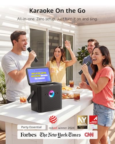 Image of Ikarao Karaoke Machine for Adults, with Lyrics Display Screen, 32GB Karaoke Tablet, 2 Wireless Microphones, Karaoke Speaker with Autotune EQ, Connect TV, Portable Karaoke System for Home Outdoor Party