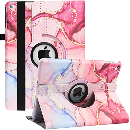 Funda para iPad Air 2/Air 1/iPad 9.7 Pulgadas 2018/2017 (5ª/6ª generación), funda con rotación de 360 grados, multiángulo, con soporte para atril, con función de encendido/apagado automático (Mármol