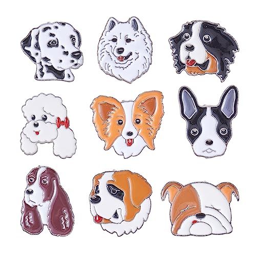Image of Ornaland 9 Pieces Dog Brooch Pins Cute Animal Brooch Cartoon Samoyed Dog Lapel Pins with Brass Clutches Alloy Enamel Brooches Badges Jewelry for Backpacks Clothes Jackets Hats
