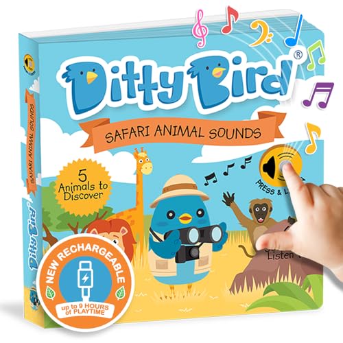 Ditty Bird | Interactive Safari Animal Sound Book | Jungle Animals | Musical Books for Toddlers 1-3 | Board Book with Sounds