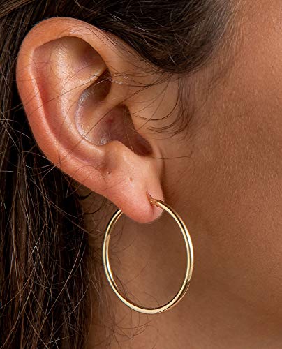 Image of 14K Gold Classic Real Hoop Earrings, (2mm Tube)