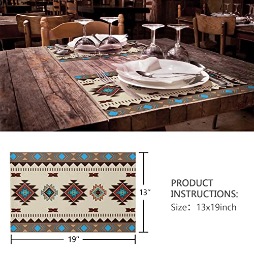Zoe Garden Multicolor Boho Placemats For Dining Table Set Of 6, Cotton Linen Cloth For Square/Rectangle/Round Table Mat Placemat, Kitchen Dinner Holiday Décor Western Southwest Native American Indian thumb #4