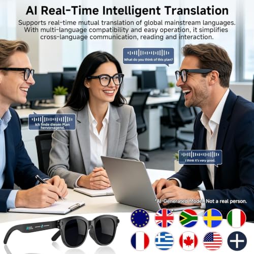 Mingdaln AI Smart Glasses with Camera, HD Bluetooth Camera Glasses with Audio, Video Recording Sunglasses for Women Men, Real Time Translation, Voice Assistant, Open Earbuds for Travel, Work Vlog - image 5