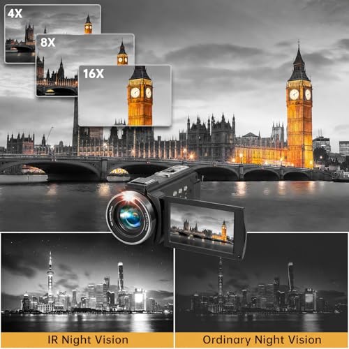 Image of Video Camera Camcorder Full HD 1080P 36MP 16x Zoom for YouTube
