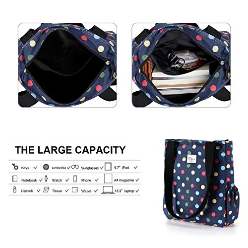 Image of KAMO Floral Tote Bag - Waterproof Lightweight Handbags Travel Shoulder Bag for Hiking Yoga Gym Swimming Travel Beach