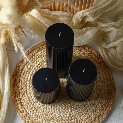 Conelist CONELIST-WED-240515A Ribbed Pillar Candles Set Of 3 thumb #6