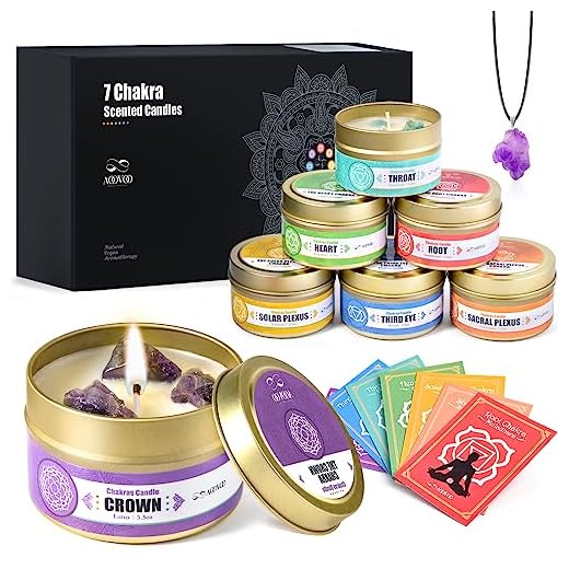 AOOVOO Chakra Candle Set with Crystals