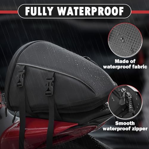 ZeeSunMm Motorrad Hecktasche, 10-14L Tankrucksack wasserdichte Tasche, Outdoor Sport Motorrad Rücksitz Leichter Werkzeug Tragetasche mit Schultergurt
