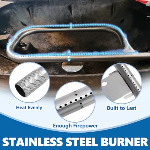 Image of SafBbcue 7583 Cast Iron Cooking Grates 41862 Grill Burner for Weber Q200 Q220 Q2000 Q2200 396000 396001 566002 53060001 Grills, 21.5 inch Grill Grids Grates 20.5 inch Burner Tube Kit for Weber 7645 60041