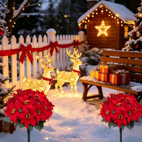 3Pcs Artificial Flowers for Outdoor Geraniums Fake Plants Christmas Decor - image 4