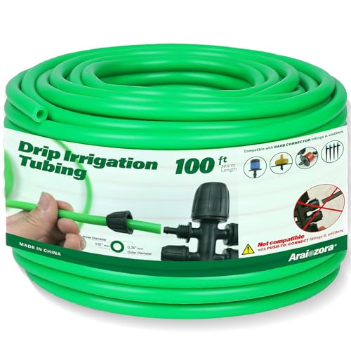 ‌Araiozora 1/4in Drip Irrigation Tubing - 100ft Flexible Gar