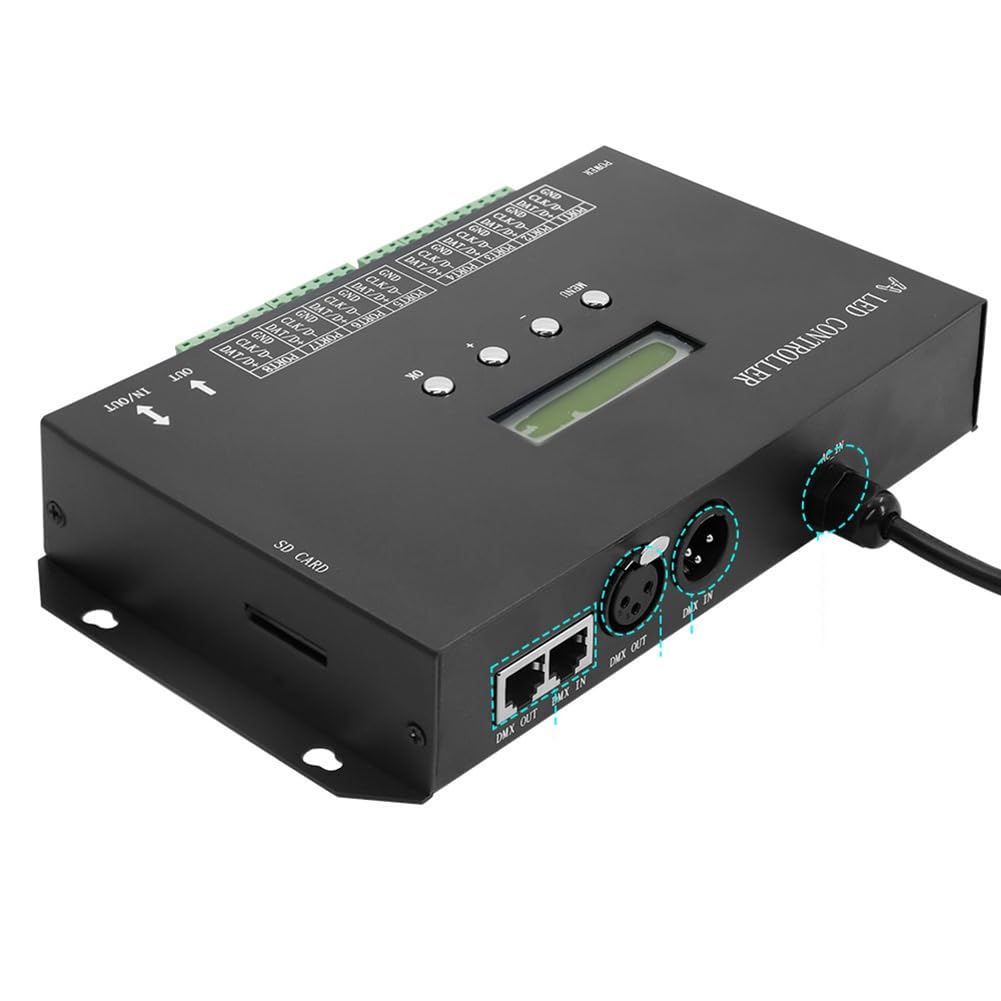 WiFi-LED-Pixel-Controller Artnet zu SPI Unterstützt -Software LAN-Synchronität SD-Karte DMX512-Konsole (H807SA) Ersatzteile Zubehör EU-Stecker