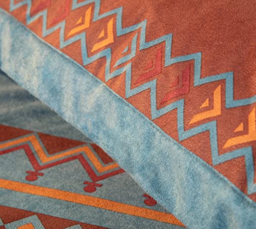 Chezmoi Collection SEDONA-COM-TURQUOISE-CAL KING Sedona 7-Piece Southwestern Wild Horses Microsuede Bedding Comforter Set thumb #3
