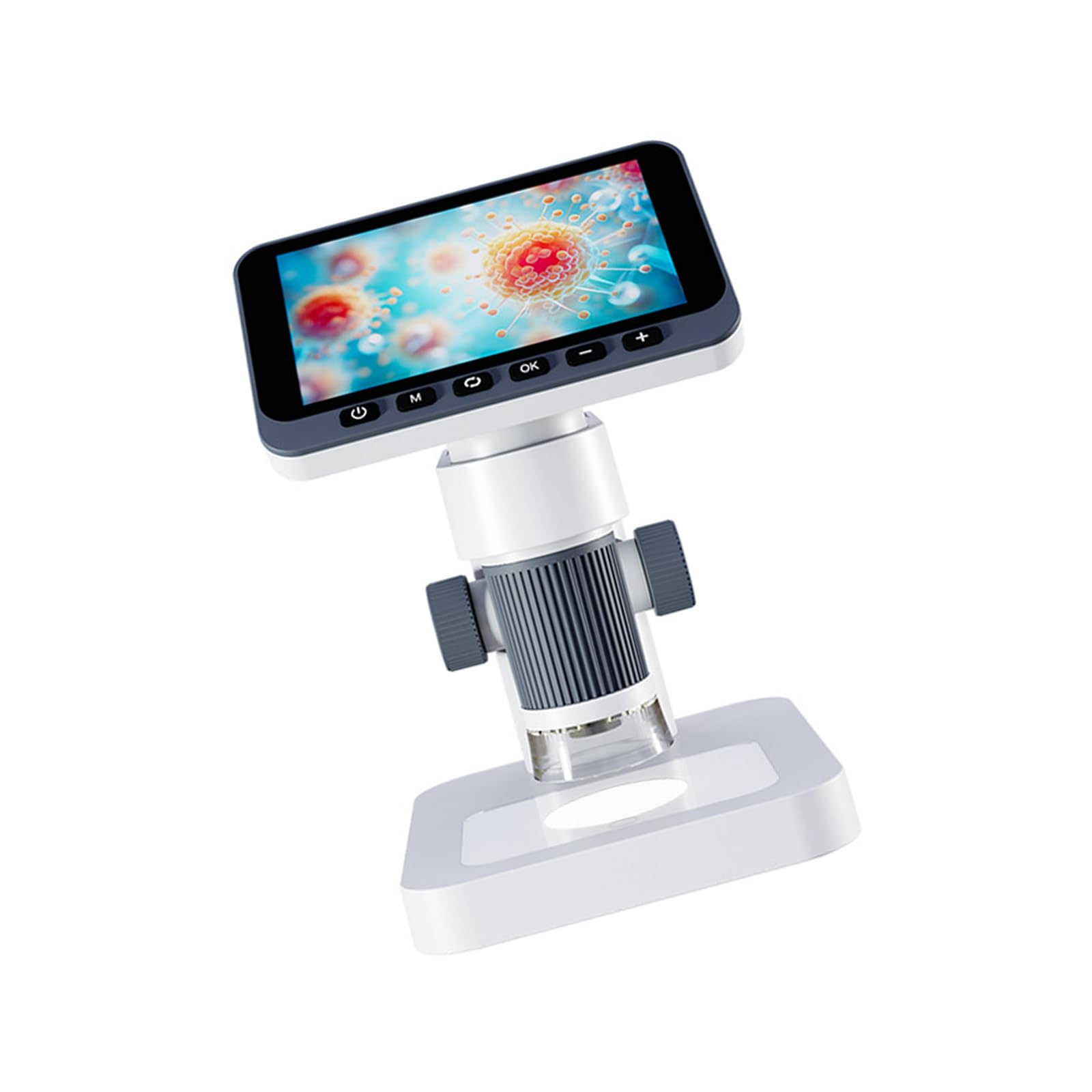 Kaeltsyn White Gray Educational Kids Microscope Highlighting 1000X Magnification 4.5 Inch Screen 1080P 720P Camera And Led Lighting For Juvenile Scientists Science Set
