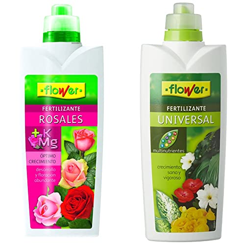Flower Fertilizante Liquido Rosales, 1000 ml & Fertilizante Líquido Universal, 1000 ml