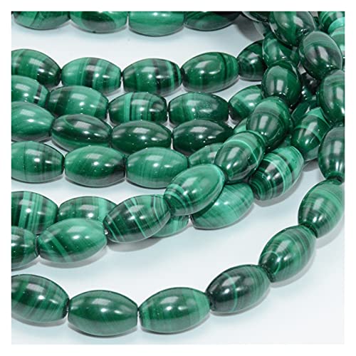 Lucky Contas de arroz soltas de malaquita natural 8x12mm / 10x14mm Presente (Color : 10x14mm)