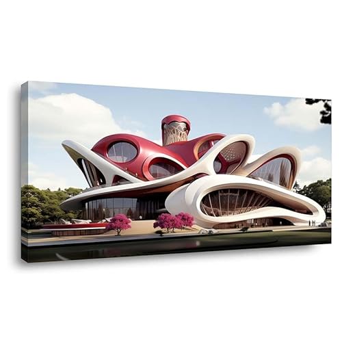 ZESTRILIA Modern Architecture Canvas Wall Art for Living Room Office