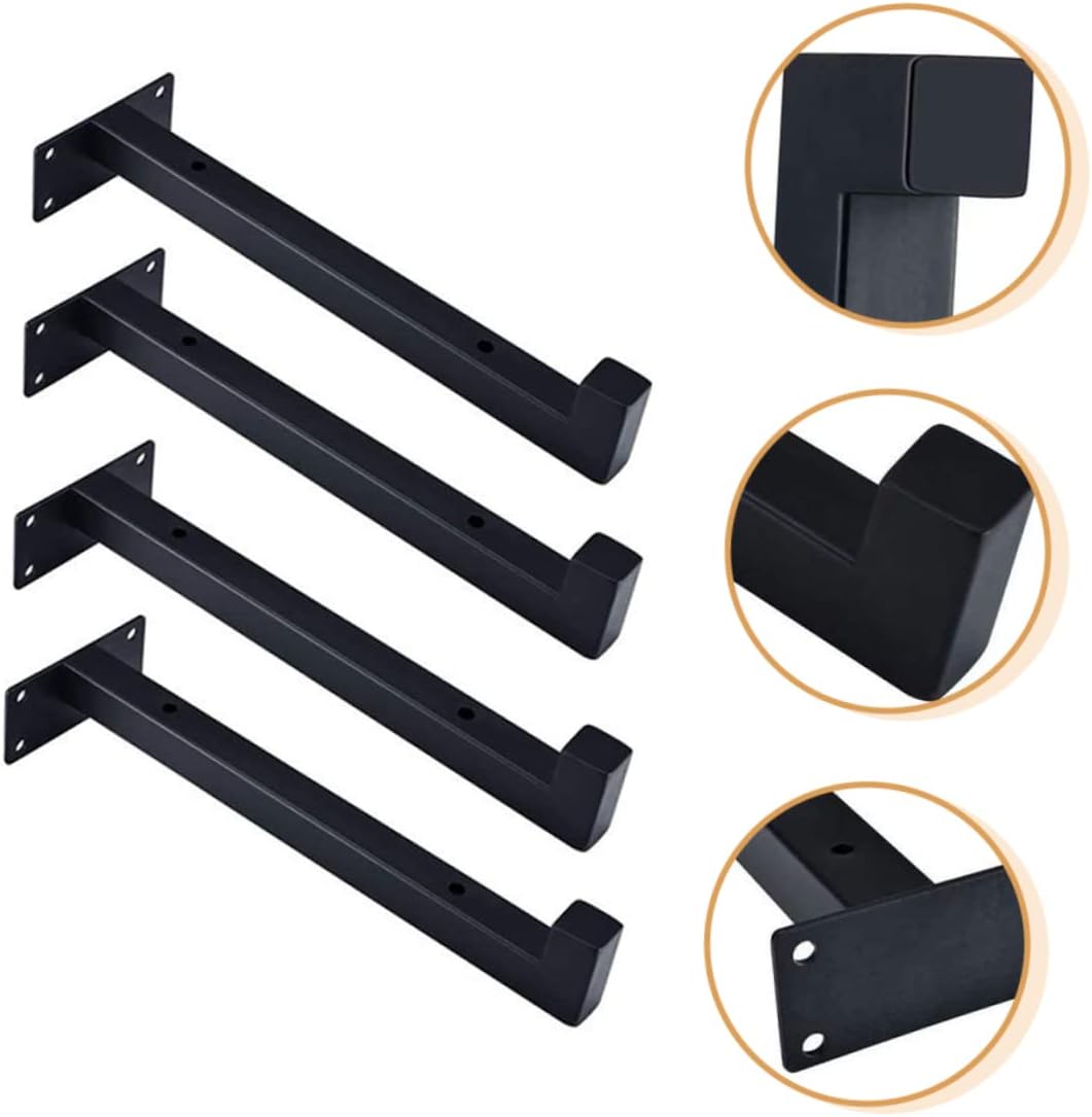 TEHAUX 4pcs Heavy Duty Shelf Bracket Support Stand Wall Mounted Iron Brackets for Organizing Kitchen Bathroom and Garage Shelves