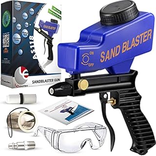 LE LEMATEC Portable Sandblaster Gun Kit – Includes Connector, Blasting Tip, & Media Mesh Filter – For Cleaning Rust, Dirt, Paint, & Glass Etching DIY Projects.