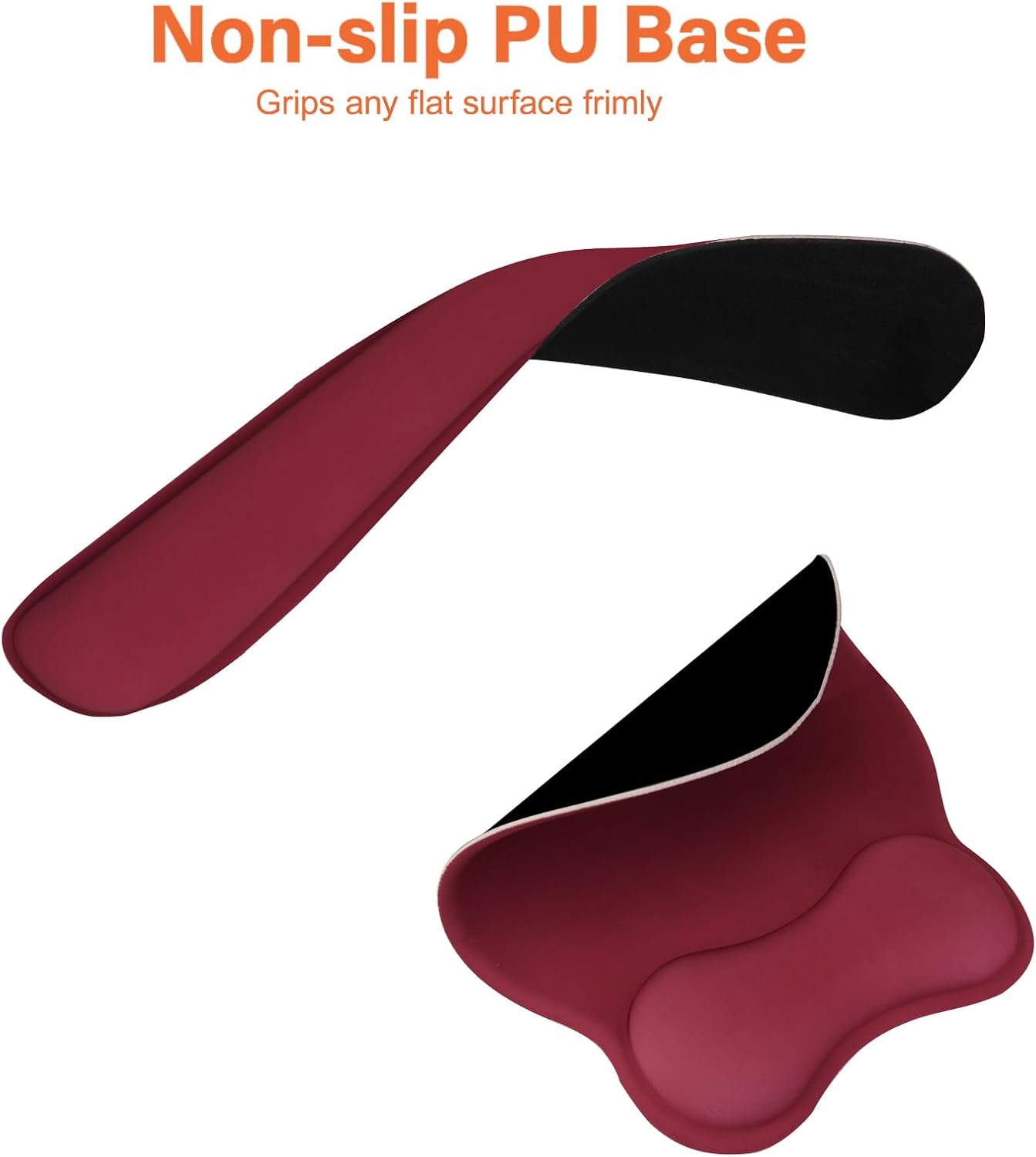 MOSISO Wrist Rest Support for Keyboard and Mouse Pad Set, Curved Ergonomic Mousepad with Raised Bow Shaped Memory Foam, 2 Pack Non-Slip Base Home/Office Pain Relief&Easy Typing Pad&Coaster, Wine Red
