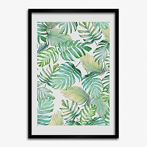Tableau cadre en bois Tulup pour salon moderne avec poster végétal exotique de 50x70 cm