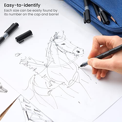 Arteza Micro-Line Ink Pens, Set Of 5, Black Fineliners With Japanese Archival Ink, Art Supplies For Comic Artists And Illustrators, Calligraphy, Sketching, Anime, Technical Drawing #TOP3