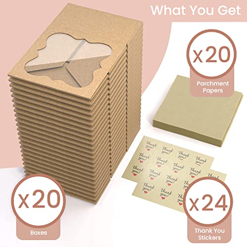 20 Pack 6X6X3 Bakery Boxes With Window – Extra Thick Small Cookie Boxes For Gift Giving – Treat Boxes For Small Cake, Pastry, Strawberries, Dessert, Candy, Charcuterie, Baked Goods And Food (Brown) #TOP4