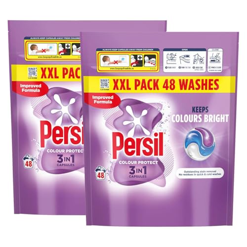 Persil Cápsulas de lavado XL 3 en 1, excelente eliminación de manchas sin residuos, incluso en lavados rápidos y fríos, 7 días de frescura duradera, cápsulas de lavado de 48 lavados (compra 2,