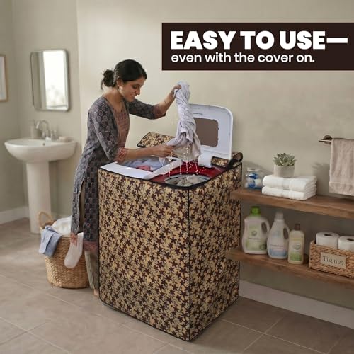 Image of DREAM CARE Waterproof & Dustproof Washing Machine Cover Top Load & Semi Automatic Suitable for 6 kg, 6.2 kg, 6.5 kg (80 x 86 x 51 cms)