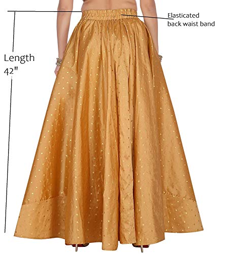 Durga Puja Special Women's Full Volume Full Round Full Ghera Brocade Lehenga Skirt with Gold Zari Dots4