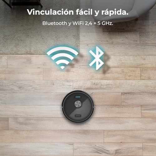 Cecotec Robot Aspirateur et Laveur de Sols Conga M70. Navigation Laser, 20000Pa de Pression d'Aspiration, Batterie de 4500 mAh, Brosse en Silicone Spéciale Animaux, Couverture jusqu'à 180m²