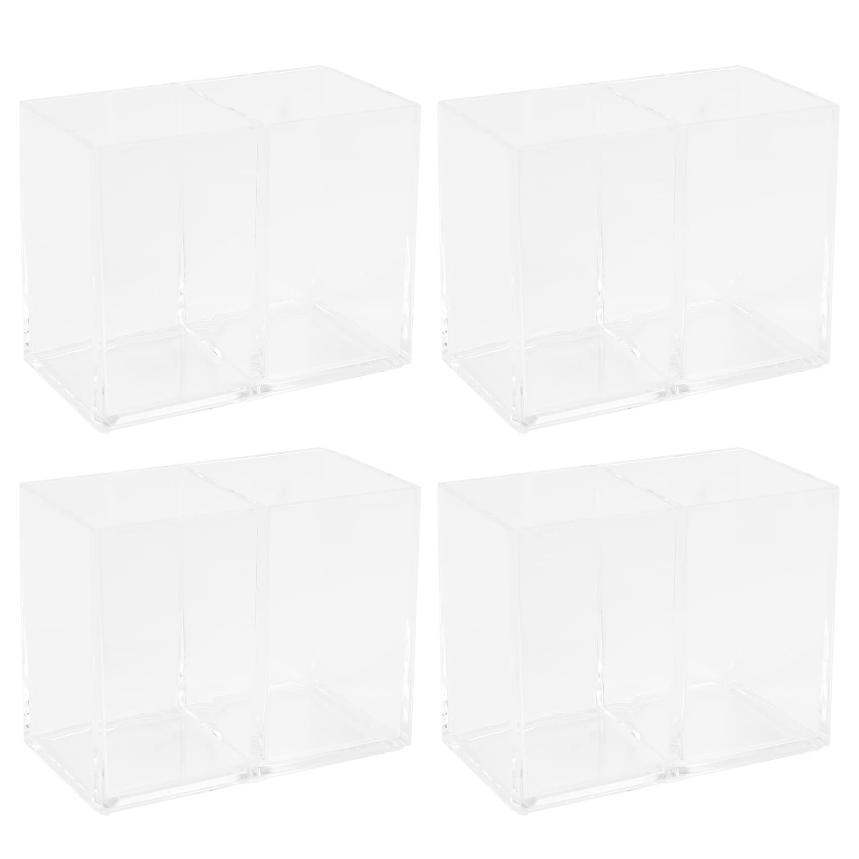 Jnchdghwa 4X Clear Acrylic Makeup Brush Holder Pen Pencil Cup Holder Cosmetic Storage Case Desktop Stationery Organizer