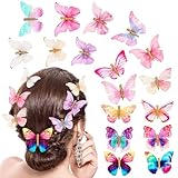 Paderison 20Pcs Butterfly Hair Clips Moving Rainbow Glitter Clips Fairy Accessories for Women Hair Accessories for Teens Colorful Hair Clips