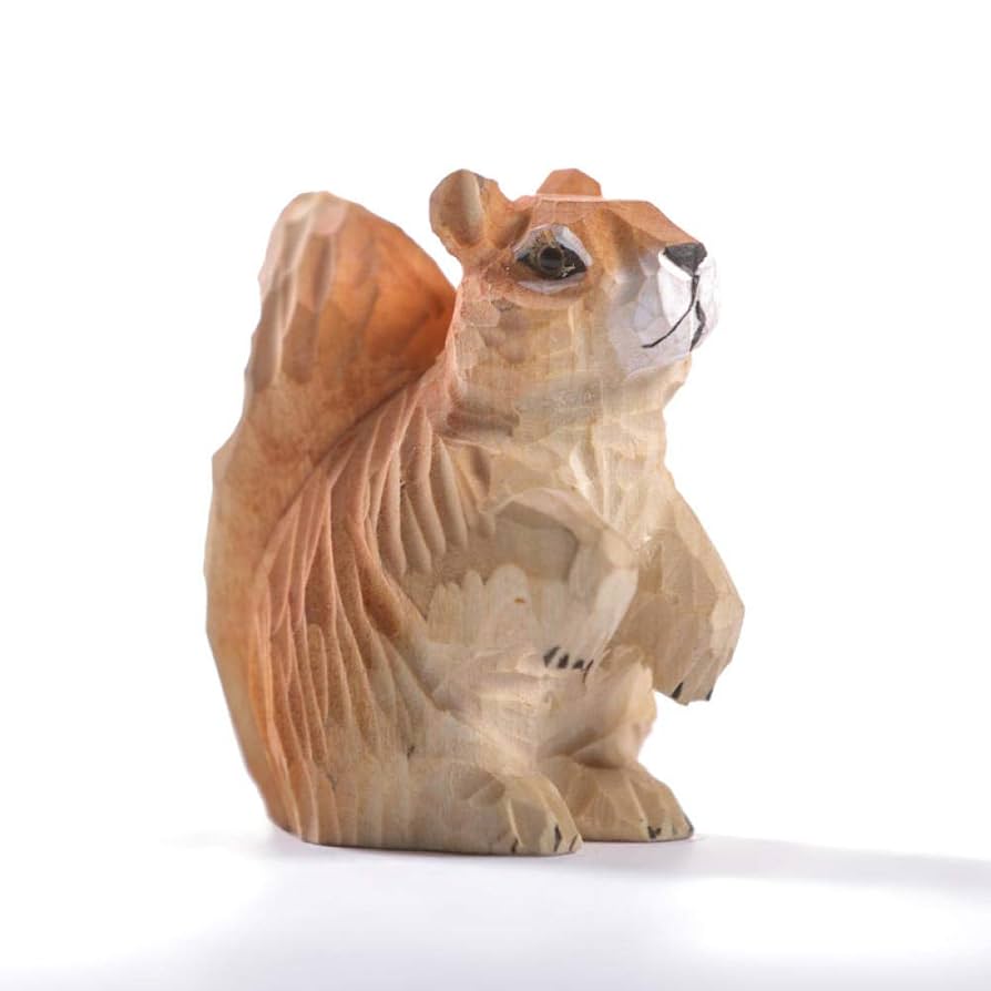木製 リスの置物 手作り 木彫り Amazon.co.jp: BZM-ZM 無垢材の木製手作りクラフトリスホーム