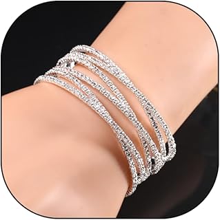 Layered Cubic Zirconia Cuff Bracelet for Women Teen Girls Fashion Charm ...