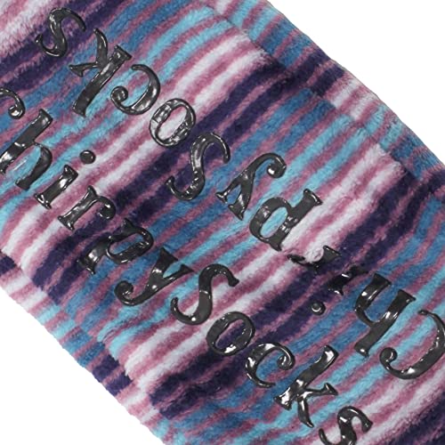 Image of BambooMN Women's Stripe Patterned Non-Slip Lined Travel Home Slippers - 2 Pairs