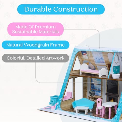 Delta Children Ski Chalet A-Frame Dollhouse - Includes 15 Accessories - Fits 12-inch Dolls - Pretend Play Dream Gift for Ages 3+ - image 5