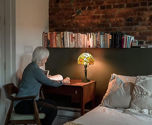 Bmxkpo T1-TABLE Tiffany Lamp Stained Glass 3 Way Table Lamp,Yellow Sunflower Bedside Table Lamp Led E26 Bulb thumb #1