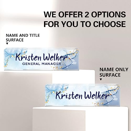 Image of Name Plate for Desk, Desk Name Plate Personalized, Office Decor for Women Men, Acrylic Desktop Accessories, Office Appreciation Gifts for Boss Social Workers Nurse Teacher Employee (Blue /White)