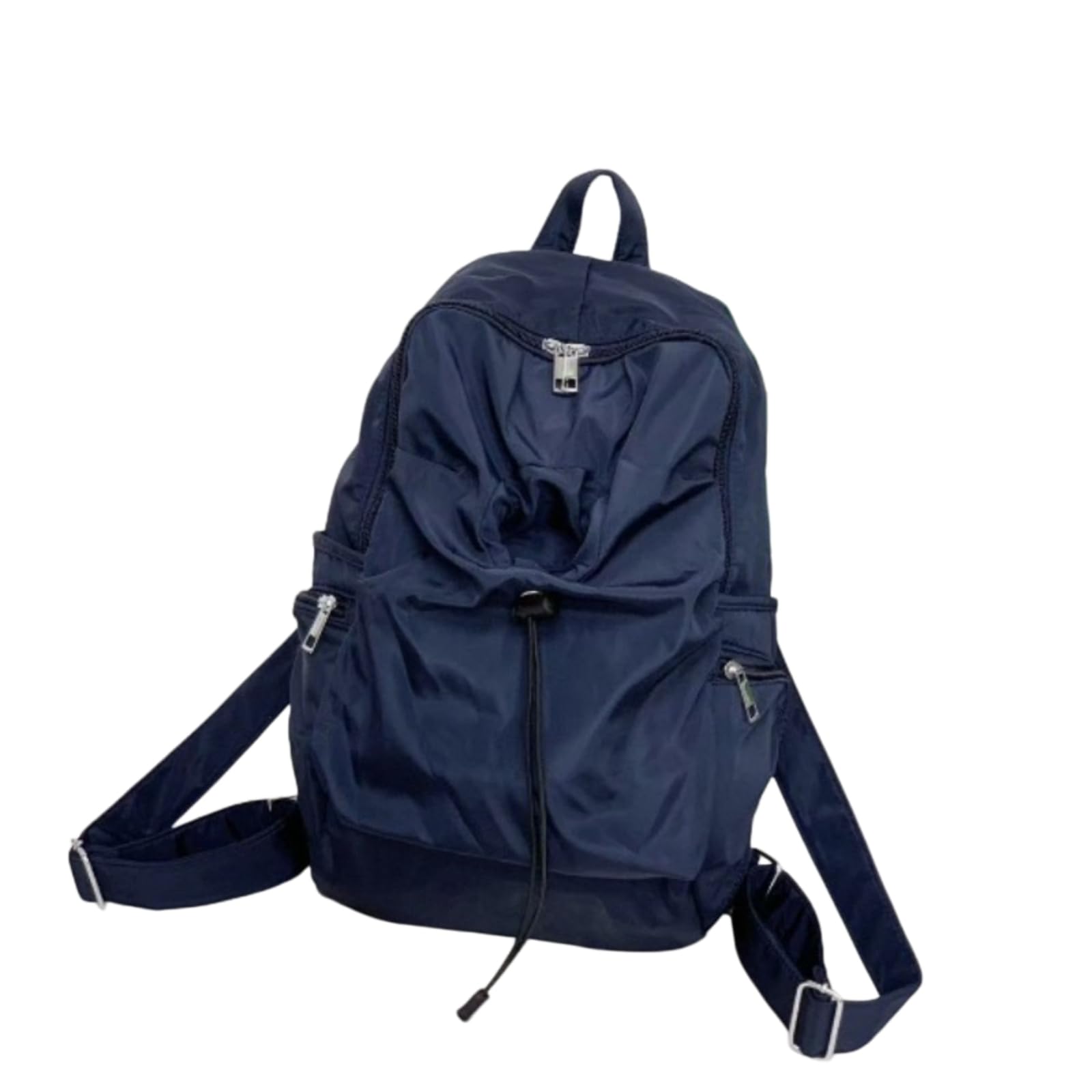 Zaino in Nylon A Cordone Nero, Sacco da Giorno Scolastico Casual di Grande capacità per Il Viaggio Giornaliero degli Adolescenti-Black