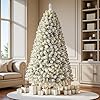 6 FT Prelit Snow Flocked Christmas Tree, Artificial Spruce Christmas Tree with 250 Warm White LED Lights, 850 PVC Branch Tips, Easy Assembly/Metal Stand/Hinged Branches Decoration