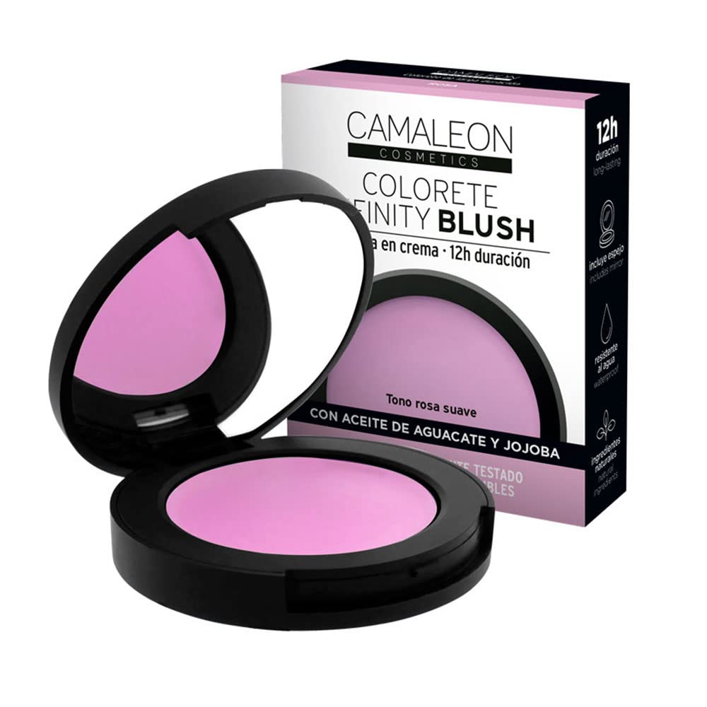 Camaleon Cosmetics - Colorete Infinity Blush 12 horas - Tono Rosa Suave - Larga Duración - Textura en crema - Vegano.