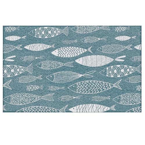 VIIJJUE Placid Blue Fish Nautical�h�A�}�b�g�A���C�N�r�[�`�n�E�X�f�R�[���h�A�}�b�g�m���X���b�v�t�����g�h�A�|�[�`�����O�G���g�����X�A�t�B�b�V���O���C�N�r�[�`�E�F���J���}�b�g�A17x30�C���`